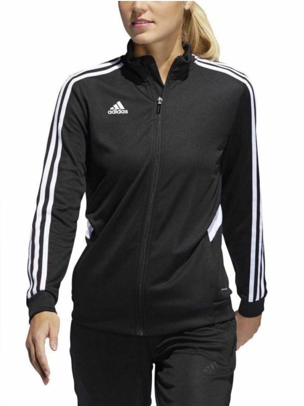 Adidas Women’s Black Track Jacket with White Stripes